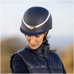 Charles Owen Halo Helmet & Free Headband HALONRG - Navy / Rose Gold -Equestrian Sports Series 2 1.700x700