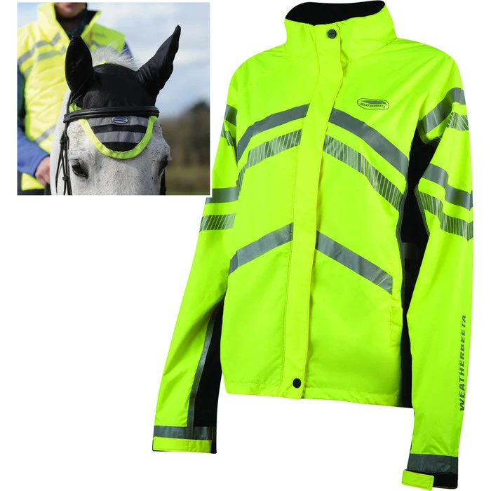 2022 Weatherbeeta Unisex Reflective Lightweight Waterproof Jacket With FREE Reflective Ear Bonnet - Hi Vis Yellow 3 2022 Weatherbeeta Unisex Reflective Lightweight Waterproof Jacket With FREE Reflective Ear Bonnet - Hi Vis Yellow