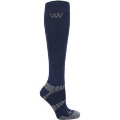 2022 Woof Wear Long Bamboo Waffle Riding Socks WW0017 - Navy / Grey Colour Navy/Grey