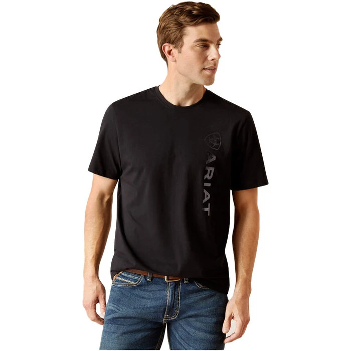 2023 Ariat Mens Vertical Logo T-Shirt 10046108 - Black Colour Black 3 2023 Ariat Mens Vertical Logo T-Shirt 10046108 - Black Colour Black