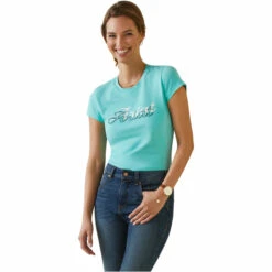 2023 Ariat Womens Varsity Outline T-Shirt 10043742 - Pool Blue