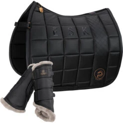 2023 Eskadron Platinum Faux Leather Big Square Saddle Cloth & Tendon Boots Bundle EPFL1 - Black