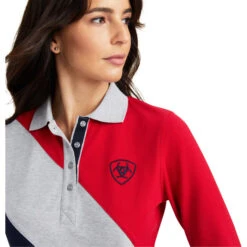 2022 Ariat Womens Taryn Long Sleeve Polo Top 10041356 - Red / Grey / Navy 7 2022 Ariat Womens Taryn Long Sleeve Polo Top 10041356 - Red / Grey / Navy -Equestrian Sports Series 4746 F22 WMS ENGL 10041356 detail01.700x700