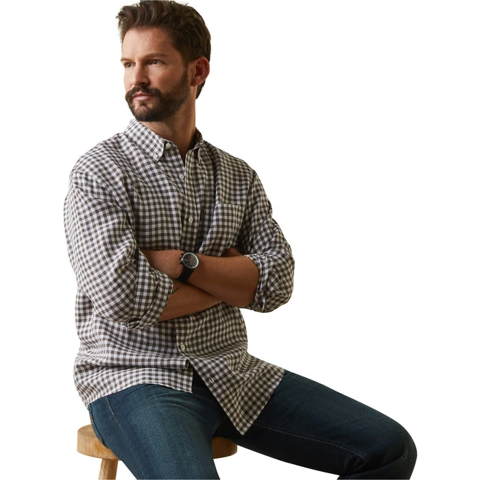 2023 Ariat Mens Mens Sonoma Shirt 10043905 - Banyan Bark Check 6 2023 Ariat Mens Mens Sonoma Shirt 10043905 - Banyan Bark Check - Image 4