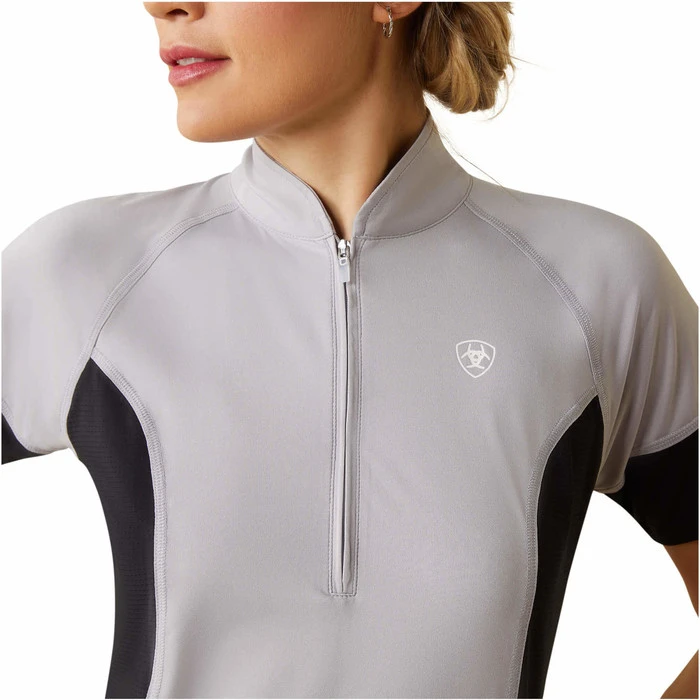 2023 Ariat Womens Cambria Jersey 1/4 Zip Baselayer 10043471 - Silver Sconce / Black 5 2023 Ariat Womens Cambria Jersey 1/4 Zip Baselayer 10043471 - Silver Sconce / Black - Image 3