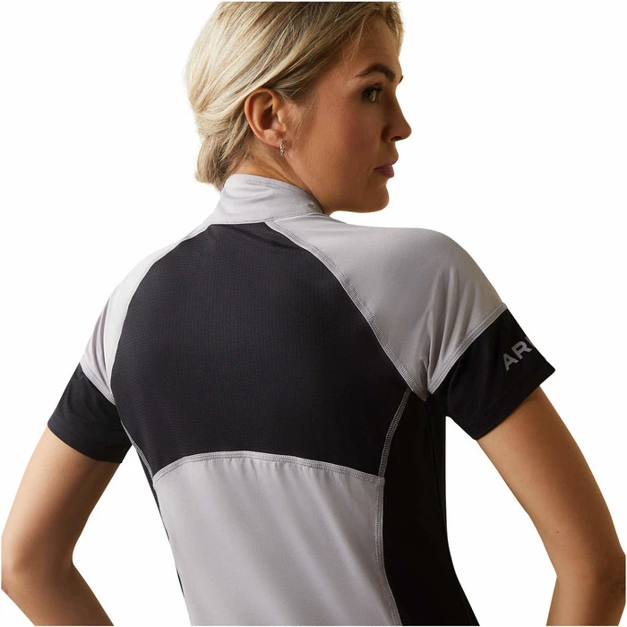 2023 Ariat Womens Cambria Jersey 1/4 Zip Baselayer 10043471 - Silver Sconce / Black 4 2023 Ariat Womens Cambria Jersey 1/4 Zip Baselayer 10043471 - Silver Sconce / Black - Image 2