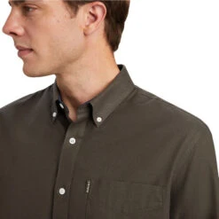 2023 Ariat Mens Clement Shirt 10042099 - Earth Heather -Equestrian Sports Series 6525 202320Ariat20Mens20Clement20Shirt201004209920 20Earth20Heather20Close20Up.700x700