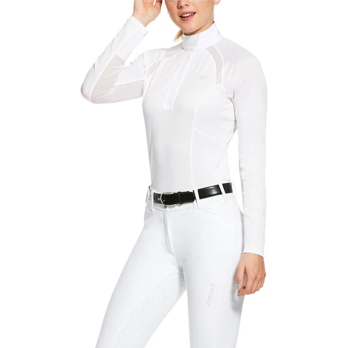 Ariat Womens Sunstopper 2.0 1/4 Zip Show Shirt 10039353 - White 3 Ariat Womens Sunstopper 2.0 1/4 Zip Show Shirt 10039353 - White