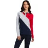 2022 Ariat Womens Taryn Long Sleeve Polo Top 10041356 - Red / Grey / Navy -Equestrian Sports Series F22 WMS ENGL 10041356 front.700x700