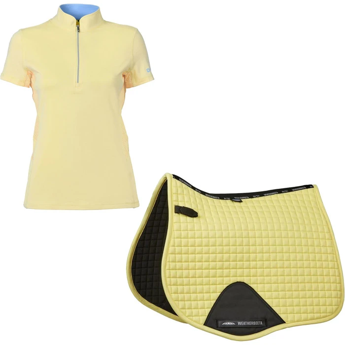 2023 Dublin Womens Kylee Short Sleeve Shirt & Weatherbeeta Prime All Purpose Saddle Pad Bundle Colour Butter 3 2023 Dublin Womens Kylee Short Sleeve Shirt & Weatherbeeta Prime All Purpose Saddle Pad Bundle Colour Butter