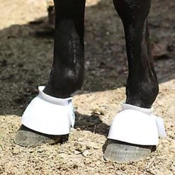 Davis Bell Boots -Equestrian Sports Series white bell boots on horse 1